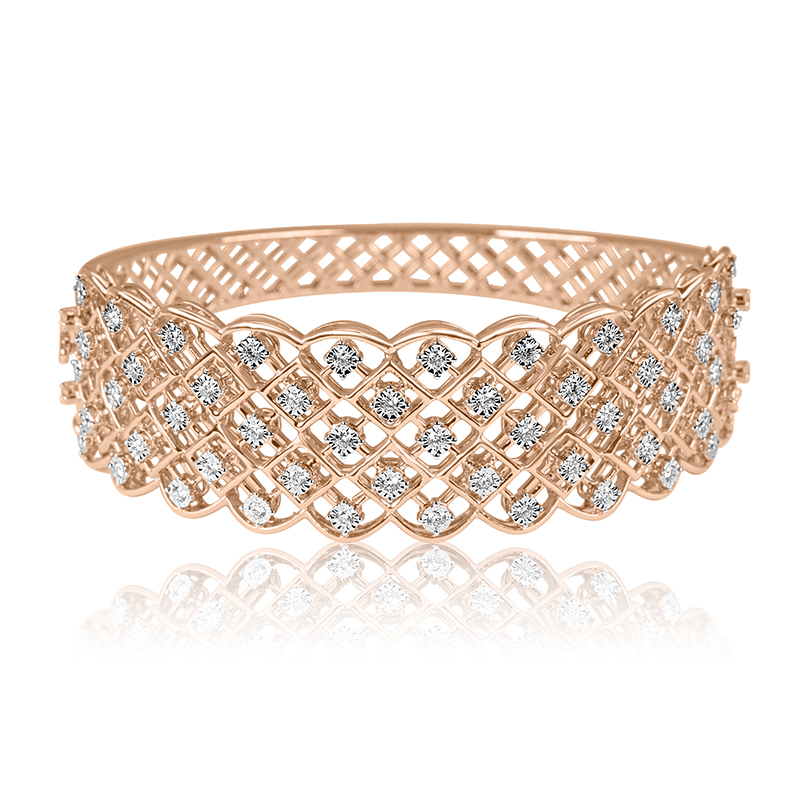 Stunning Rose Gold bangle with 5 rows of Diamonds